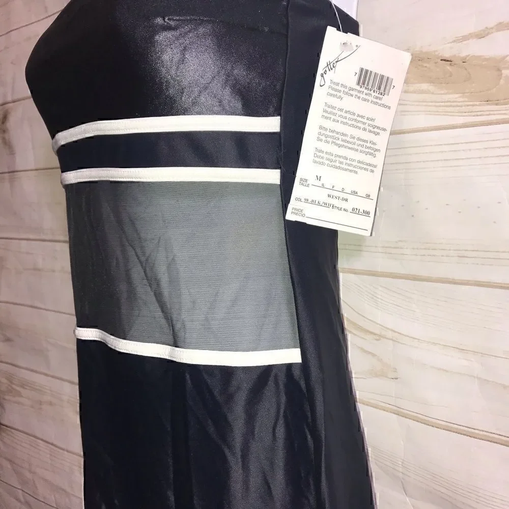 NEW! Gottex Black & White Strapless Maxi Coverup Dress-Medium